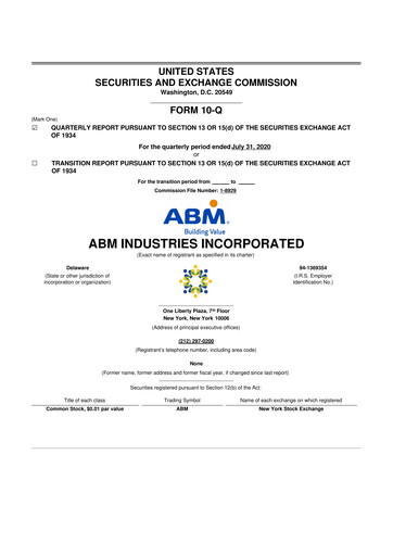 Thumbnail ABM Industries
 10-Q Quarterly Report FY2020 