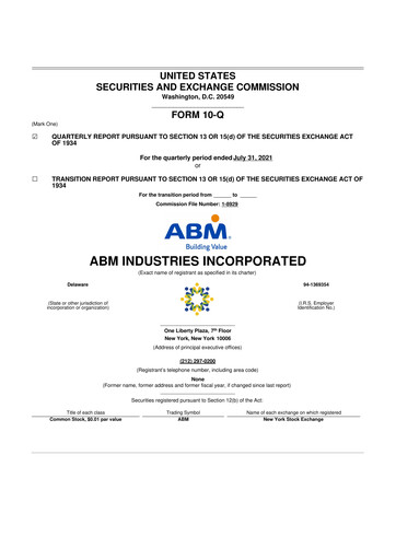 Thumbnail ABM Industries
 10-Q Quarterly Report FY2021 