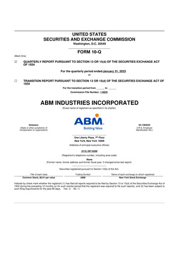 Thumbnail ABM Industries
 10-Q Quarterly Report FY2023 