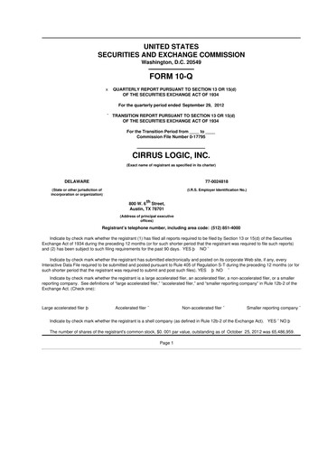 Thumbnail Cirrus Logic
 10-Q Quarterly Report FY2013 