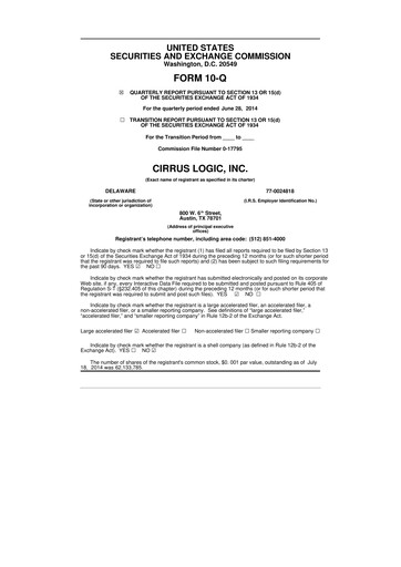 Thumbnail Cirrus Logic
 10-Q Quarterly Report FY2015 