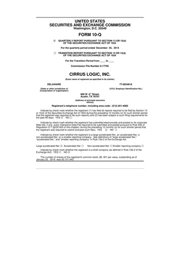 Thumbnail Cirrus Logic
 10-Q Quarterly Report FY2016 