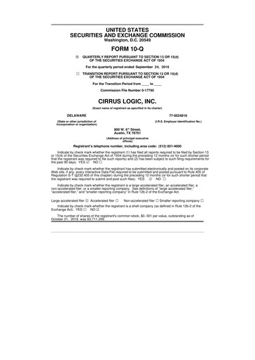 Thumbnail Cirrus Logic
 10-Q Quarterly Report FY2017 