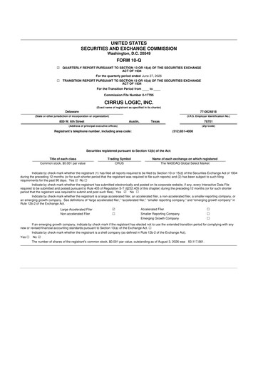 Miniature Cirrus Logic
 10-Q Rapport trimestriel 2027 