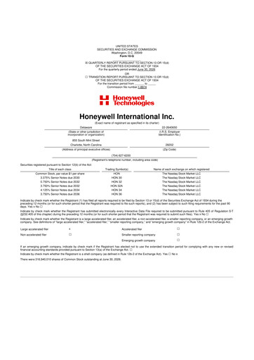 Vorschaubild Honeywell 10-Q Quartalsbericht 2026 