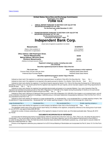 Miniature Independent Bank Corp. 10-K Rapport annuel 2012