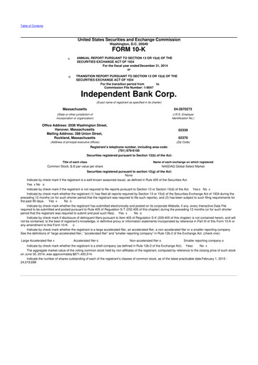 Miniature Independent Bank Corp. 10-K Rapport annuel 2014