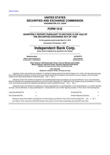 Miniature Independent Bank Corp. 10-Q Rapport trimestriel 2016 