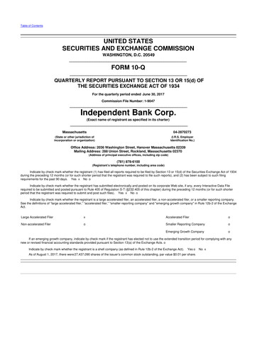 Miniature Independent Bank Corp. 10-Q Rapport trimestriel 2017 