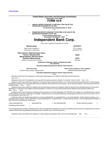Miniature Independent Bank Corp. 10-K Rapport annuel 2018