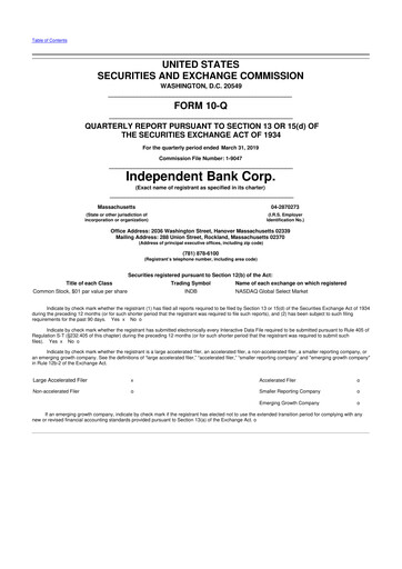 Miniature Independent Bank Corp. 10-Q Rapport trimestriel 2019 