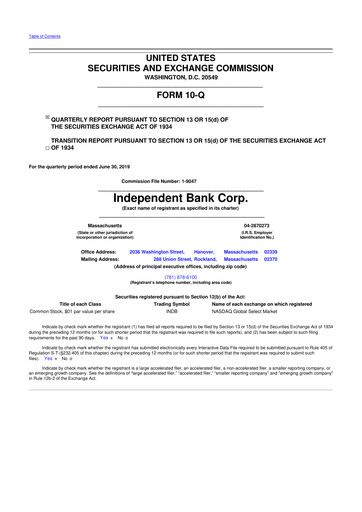 Miniature Independent Bank Corp. 10-Q Rapport trimestriel 2019 