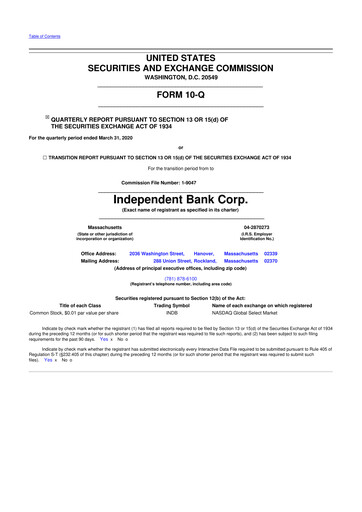 Miniature Independent Bank Corp. 10-Q Rapport trimestriel 2019 