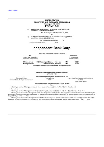 Miniature Independent Bank Corp. 10-K Rapport annuel 2020