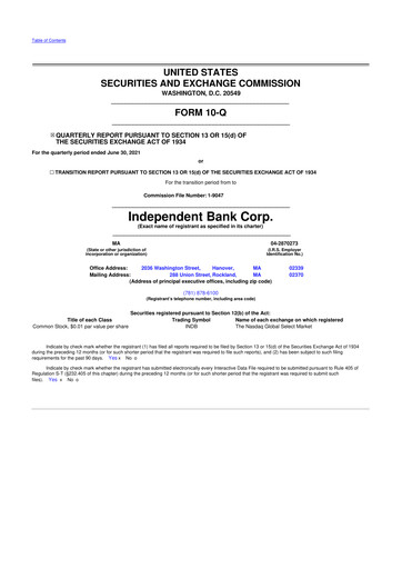 Miniature Independent Bank Corp. 10-Q Rapport trimestriel 2021 