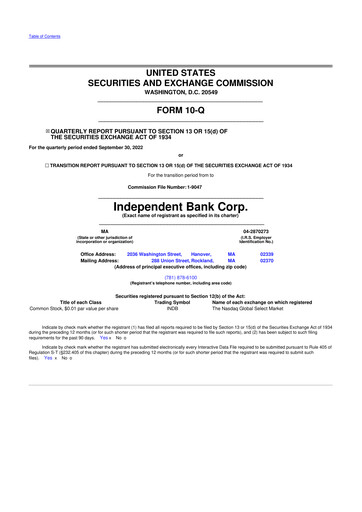 Miniature Independent Bank Corp. 10-Q Rapport trimestriel 2022 