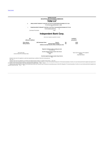 Miniature Independent Bank Corp. 10-K Rapport annuel 2022