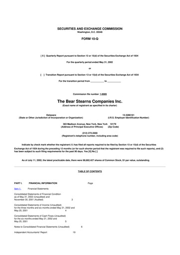 Thumbnail Bear Stearns 10-Q Quarterly Report FY 