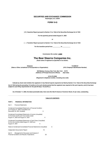 Thumbnail Bear Stearns 10-Q Quarterly Report FY 