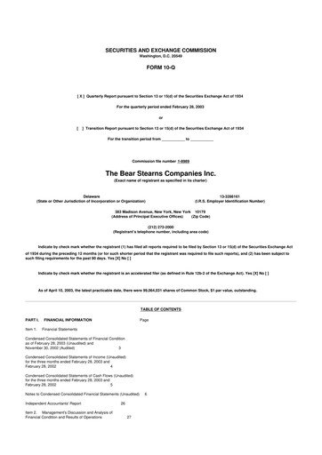 Thumbnail Bear Stearns 10-Q Quarterly Report FY 