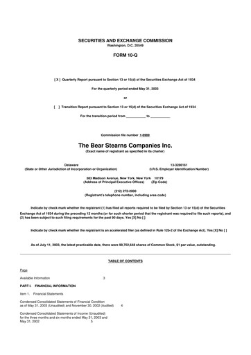 Thumbnail Bear Stearns 10-Q Quarterly Report FY 