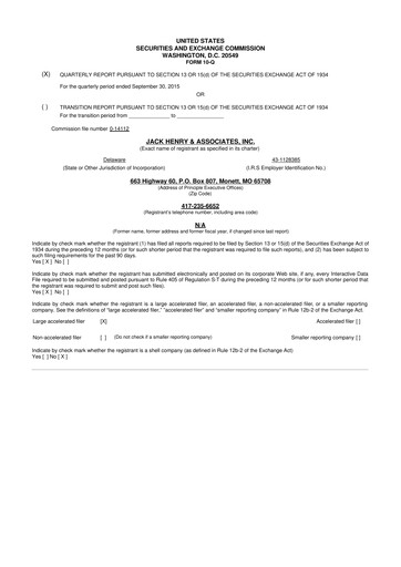 Thumbnail Jack Henry & Associates

 10-Q Quarterly Report FY2016 