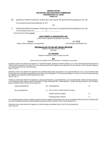 Thumbnail Jack Henry & Associates

 10-Q Quarterly Report FY2018 