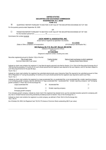Thumbnail Jack Henry & Associates

 10-Q Quarterly Report FY2021 