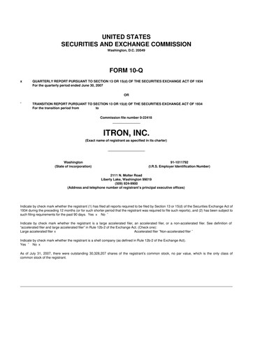 Thumbnail Itron
 10-Q Quarterly Report FY 