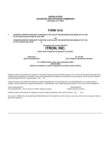 Thumbnail Itron
 10-Q Quarterly Report FY 