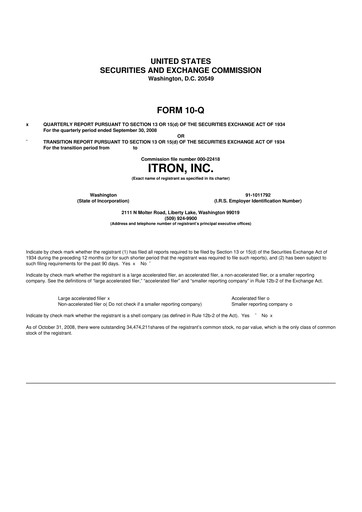 Thumbnail Itron
 10-Q Quarterly Report FY 