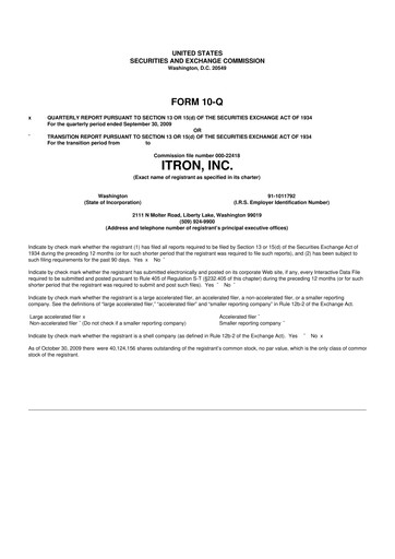 Thumbnail Itron
 10-Q Quarterly Report FY 