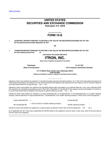 Thumbnail Itron
 10-Q Quarterly Report FY2011 