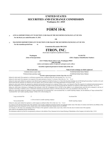 Thumbnail Itron
 10-K Annual Report 2012