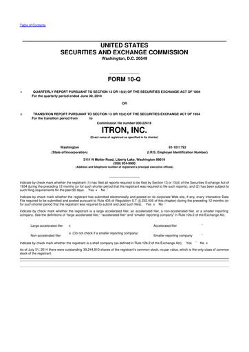 Thumbnail Itron
 10-Q Quarterly Report FY2014 