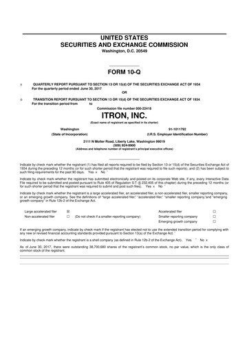 Thumbnail Itron
 10-Q Quarterly Report FY2017 