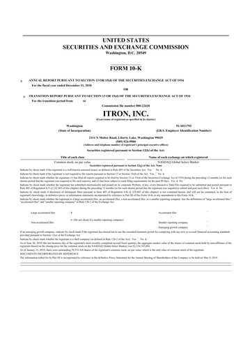 Thumbnail Itron
 10-K Annual Report 2018