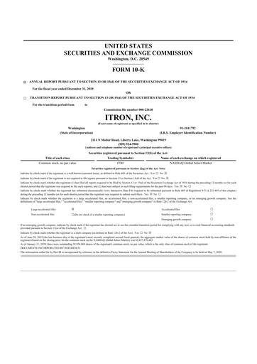 Thumbnail Itron
 10-K Annual Report 2019