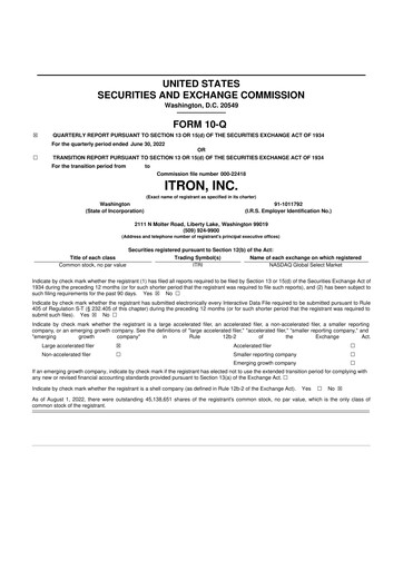 Thumbnail Itron
 10-Q Quarterly Report FY2022 