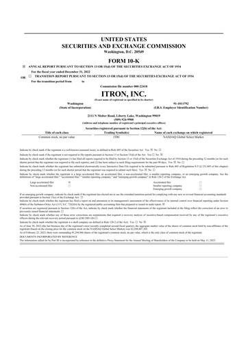 Thumbnail Itron
 10-K Annual Report 2022