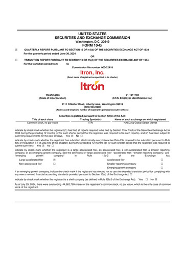 Thumbnail Itron
 10-Q Quarterly Report FY2024 