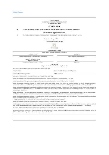 Thumbnail Vista Gold
 10-K Annual Report 2017