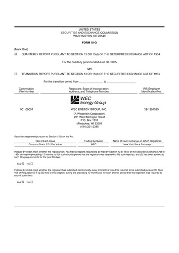 Miniature WEC Energy Group 10-Q Rapport trimestriel 2025 