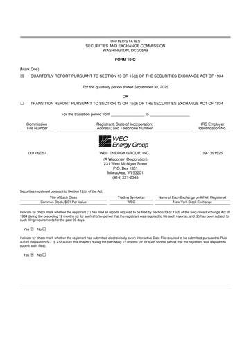 Miniature WEC Energy Group 10-Q Rapport trimestriel 2025 