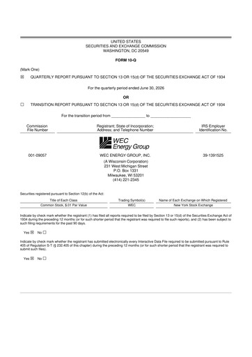 Thumbnail WEC Energy Group 10-Q Quarterly Report FY2026 
