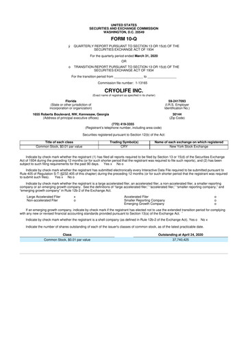 Thumbnail Artivion 10-Q Quarterly Report FY2020 