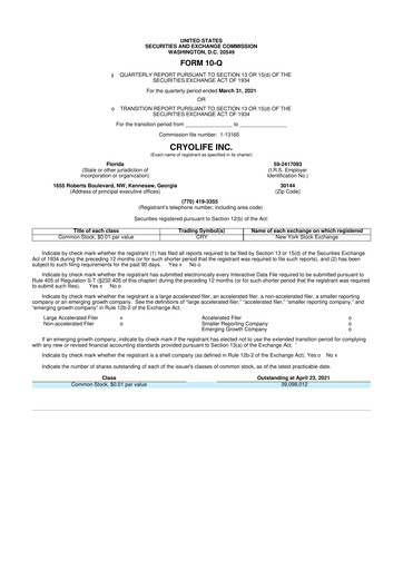 Thumbnail Artivion 10-Q Quarterly Report FY2021 