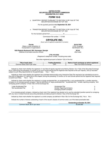 Thumbnail Artivion 10-Q Quarterly Report FY2021 