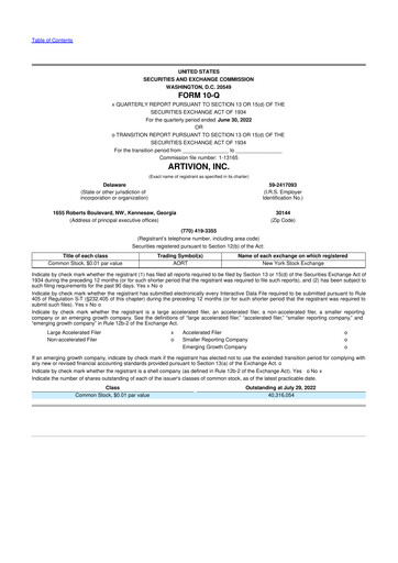 Thumbnail Artivion 10-Q Quarterly Report FY2022 