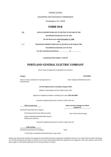 Thumbnail Portland General Electric
 10-K Annual Report 